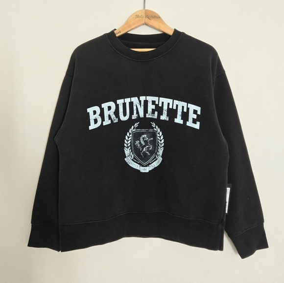 BRUNETTE The Label "BRUNETTE" Distressed Varsity Sweatshirt - Picture 3 of 6